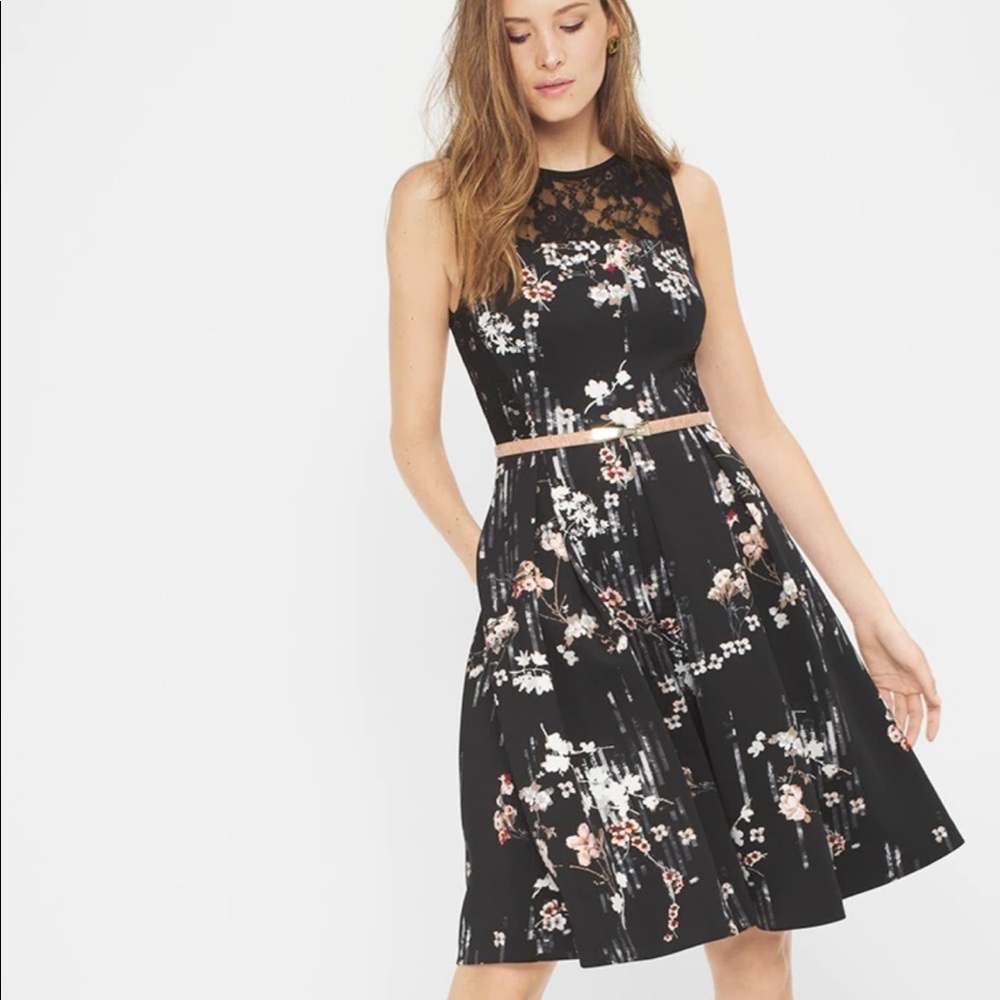 Striped/floral pattern formal dress
